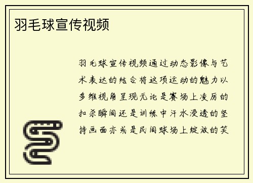 羽毛球宣传视频